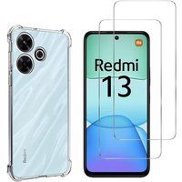 Phonillico® Schokbestendig hoesje voor Xiaomi Redmi 13 en 2 Gehard glas Schermbeschermingsfilm