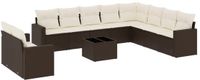 vidaXL 11-delige Loungeset met kussens poly rattan bruin