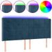Tête de lit LED bleu foncé 203x16x118/128 cm velours