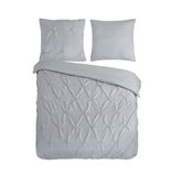 Muller Textiles Pure dekbedovertrek luxe stiksel plooien - 1 persoons 140x200/220 cm - Zilver - Microvezel