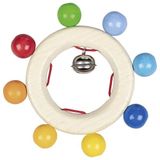Goki Houten grijppring met regenboog kralen