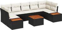 vidaXL Tuinbank Set - 8-delig - Zwart - Polyrotan