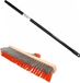 Buemag Balai extérieur - avec manche télescopique - fil d'acier/élastomère - 40 cm - orange/gris - balai de rue