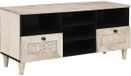 vidaXL meuble TV, blanc, 100 x 33 x 46 cm, manguier massif