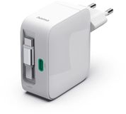 Hama 65W Snellader - 2x USB-C - Uittrekbare oplaadkabel - Wit
