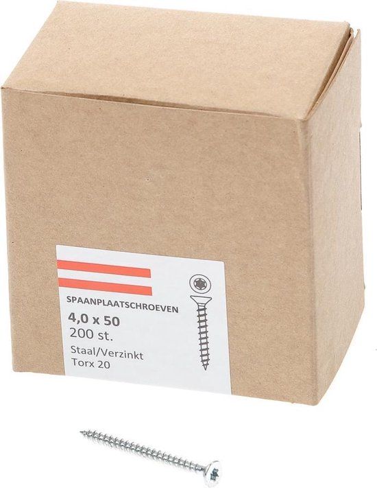 Hoenderdaal Fasteners Hoenderdaal Spaanplaatschroeven Verzinkt Torx 4.0x50mm - 200 stuks