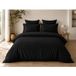 Parure de lit complète noire - 100% coton 57 fils - Drap-housse 140x190 + 4 taies