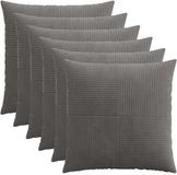 vidaXL - Kussensloop - 6 stuks - ALMELO - Donkergrijs - 60 x 60 cm - corduroy