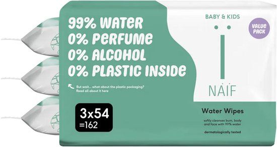 Naif Baby & Kids Water Babydoekjes 3 x 54 Stuks (162 stuks)