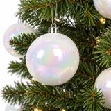 Decoris Boules de Noël - 24x pc - blanc nacre - 10 cm - plastique - décoration de Noël