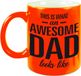 Bellatio Decorations Shoppartners Bv This is what an awesome dad looks like cadeau mok / beker - 330 ml - neon oranje - Vaderdag / verjaardag - koffiemok / theebeker