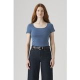 Levi's T-shirt en coton à col carré bleu