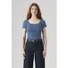 Levi's T-shirt en coton à col carré bleu
