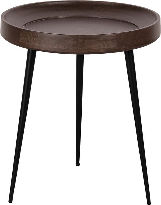 Lewis & Loft Bijzettafel Luus - FSC® Mangohout - Rond ø46 cm - Walnoot bruin