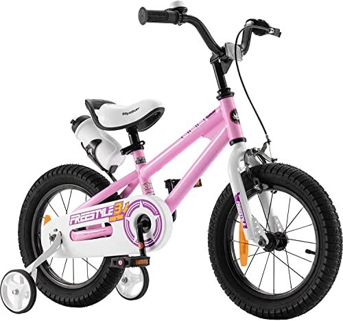 Royalbaby Freestyle Kinderfiets voor jongens en meisjes, met hand- en terugtraprem, 12 inch, roze