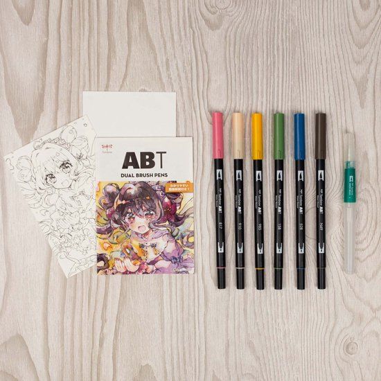Tombow ABT Dual Brush pen set 6 st Manga Bloemen
