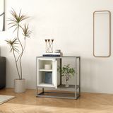 [en.casa] Sideboard Burlöv dressoir 70x72x35 cm grijs en wit