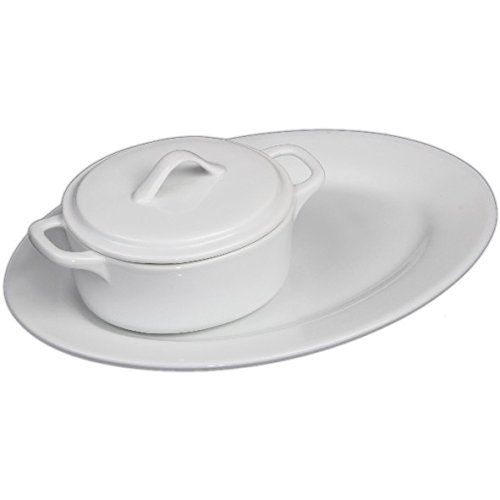 Holst Porzellan Cocotte/Kokotte/pot met deksel 0,15 l, porselein