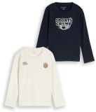 Tom Tailor - T-shirt met lange mouwen en print, set van 2 - Maat 104/110 - sky captain blue