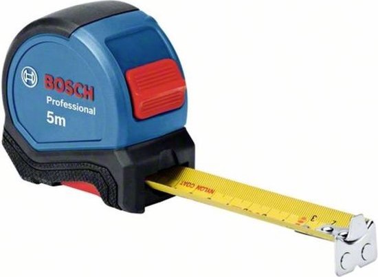 Bosch Professional rolmaat 5 m (eenhandbediening, riemklem, magneethaak, 2 stoptoetsen, 27-mm-nylon-staalband)