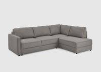 ATLANTIC home collection Hoekgarnituur Chill, slaapfunctie (ca. 135 x 230 cm), incl. bedlade, vrij in de ruimte te plaatsen, golfvering, hoek rechts, grijs, BxDxH: 250x200x86cm