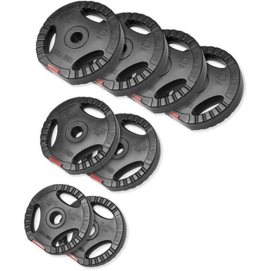 Gorilla Sports Halterschijven Set - Bundel - 27,5 kg (4 x 5 kg, 2 x 2,5 kg & 2 x 1,25 kg) - Gripper Kunststof - 30 mm - Gorilla Sports