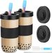 Generisch Bubble Tea Bekers - 2 stuks - 730 ml - Bubble Tea Set met rietje - Herbruikbaar - Glazen drinkglazen met deksel