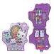 Gabby's Dollhouse Set d'écriture avec trousse violette et accessoires de peinture, set scolaire pour enfants avec crayons, marqueurs et autocollants de personnages