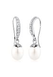 Elli - Oorbellen - Dames Zoetwater Gekweekte Parels met Kristallen in 925 Sterling Zilver - Dames