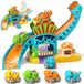 Dinosaure Garage Parking Garage Jouet - Dinosaure Voiture Set - Avec Toboggan - Sans Piles - Pour 1 à 3 Ans