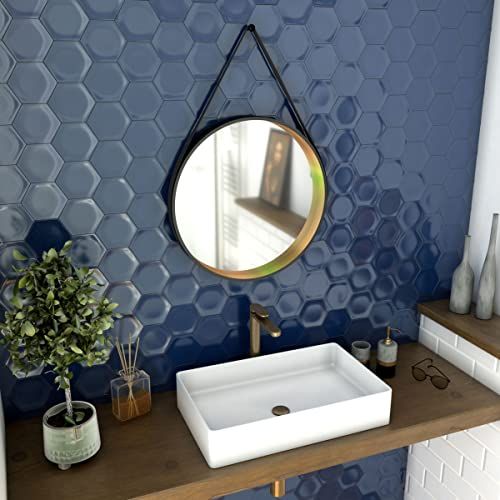 Aurlane Badkamerspiegel rond 55 cm mat zwart/brons