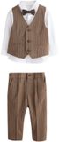 Next - Jongens - Set van herenvest, overhemd, broek en vlinderdas - Bruin