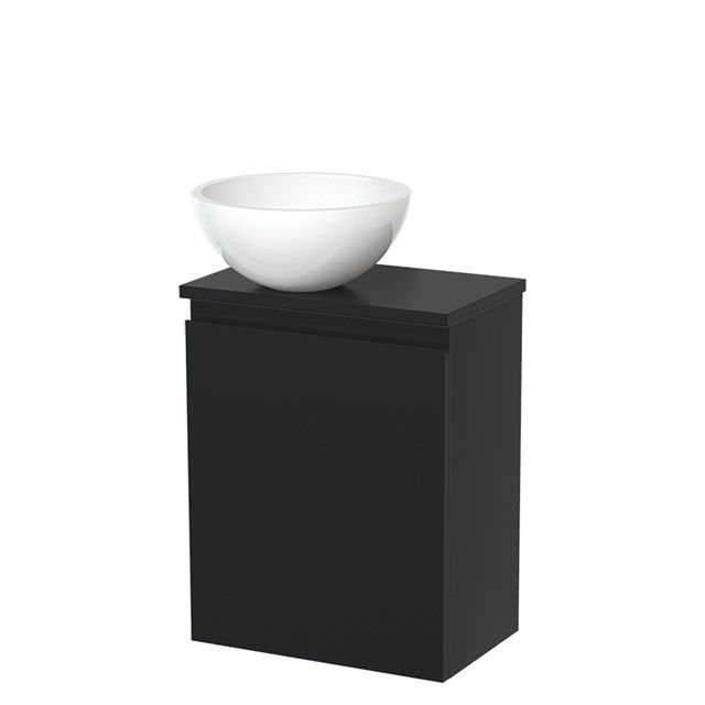 Maxaro Modulo Toiletmeubel met Waskom 41 cm - Mat Zwart - Glanzend Mineraalmarmer