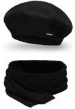 Vivisence Dames Baret En Sjaal Winterset - Wolmix - Zwart