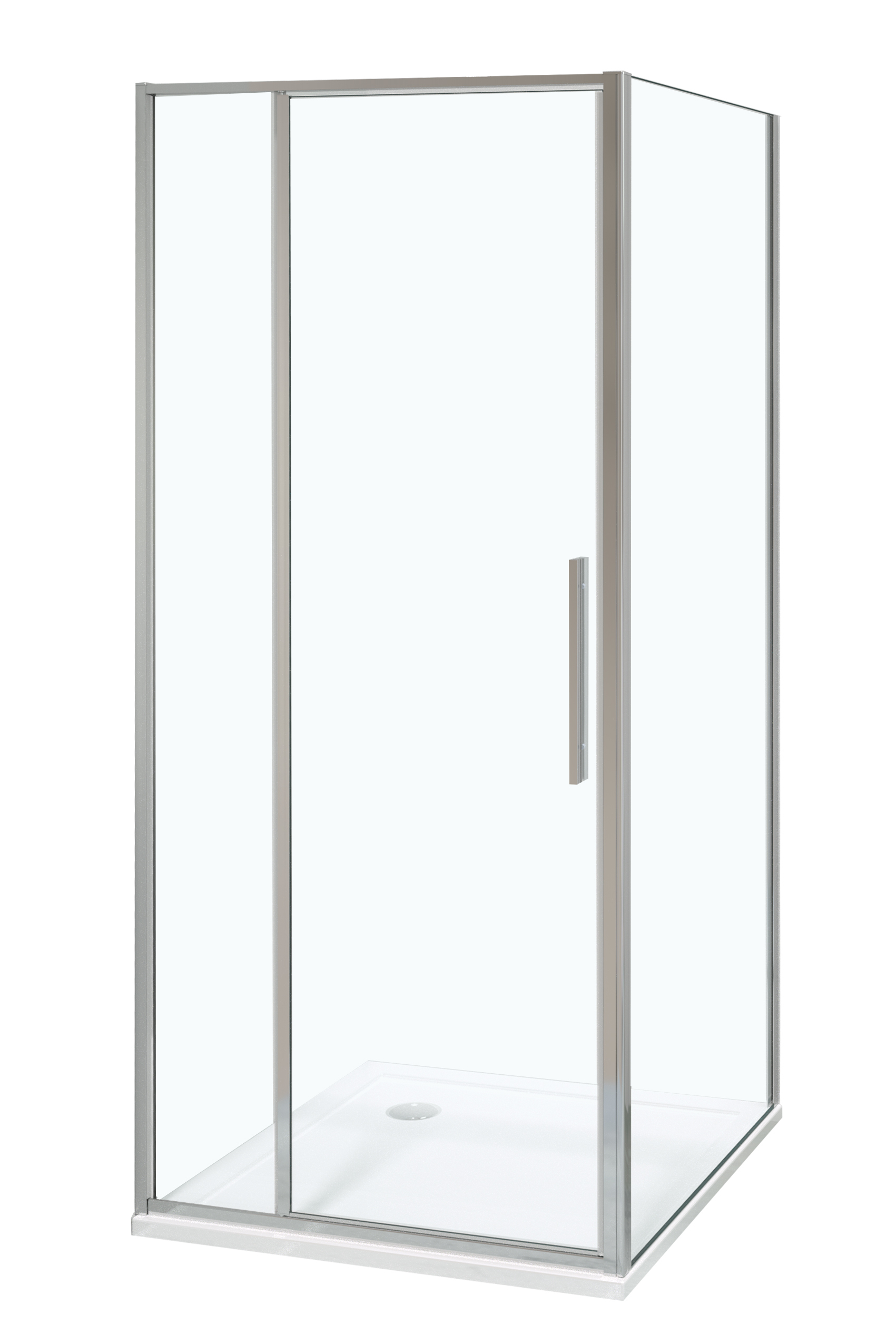 Luca Varess Morano douchehoek met draaideur en 2 vaste zijwanden 90 x 90 cm helder glas glans chroom profiel