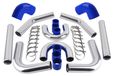 Turbocompresseur universel - Kit de tuyaux d'intercooler 64 mm - Kit de tuyaux en aluminium de 8 pièces - Conduit d'admission d'air - Bleu