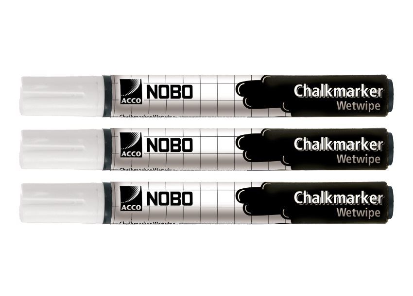 Nobo Vloeibaar Krijtbordmarker Wit (3)