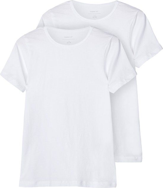 NAME IT NKMT-SHIRT SLIM 2P NOOS Jongens T-shirt - Maat 134/140 - Bright White