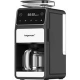 Hagenuk Cafetière acier inoxydable, noir, 12 tasses, verseuse en verre, avec fonction café filtre, avec broyeur, minuteur, fonction de conservation de la chaleur