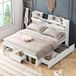 OEM Tweepersoonsbed, 140x200 cm, met USB-aansluiting en laadfunctie, en opbergbox. Kinderbed, tienerbed, multifunctioneel bed, groot opbergvak, zonder matras, wit