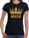 Bellatio Decorations Shoppartners Bv Zwart Koningsdag Queen shirt met gouden glitter kroon dames - Zwart Koningsdag kleding XXL