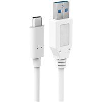 Accsup USB-C male naar USB-A 3.0 male kabel 1 m Wit