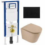 Geberit QeramiQ Dely Toiletset - 36.3x51.7cm - Diepspoel - Rimless - Inbouwreservoir - Softclose Zitting - Mat Zwarte Bedieningsplaat
