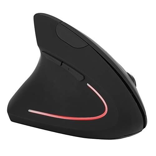 Dpofirs Linkshandige 2,4 GHz draadloze USB optische muis, ergonomische verticale muis, 800/1200/1600 DPI, kleurrijke decoratieve verlichting, 6 programmeerbare knoppen, ontworpen voor linkshandigen