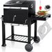 KESSER® Barbecue à charbon XL Barbecue à charbon avec couvercle, roues, poignée en acier inoxydable, grille de barbecue et thermomètre, 8 brochettes avec pochette et pinceau en silicone, grand BBQ camping terrasse jardin