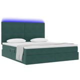 vidaXL LED opbergbed met matras Donkergroen 180 x 200 cm Fluweel