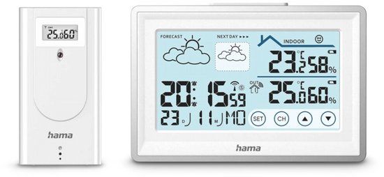 Hama Wetterstation Bahamas, met Außensensor, Funk, Wecker, Raumklima, Wit
