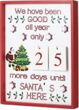 BRUBAKER Adventskalender - Countdown wandbord met kalenderbladen - Hout - Wit - met 6 LED-lampjes - 28 x 4 x 35,5 cm