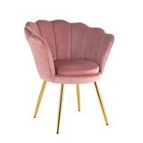 Baroni Home Fluwelen gestoffeerde fauteuil met schelp-rugleuning met gouden poten, fauteuil voor woon- en slaapkamer, 69 x 71 x 84 cm