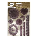 Rayher Hobby 58174000 Clear Stamps Vintage spitse enormanent, helder, transparant, doorzichtig, 10 punt-ornamenten, 2-12,5 cm, stempel